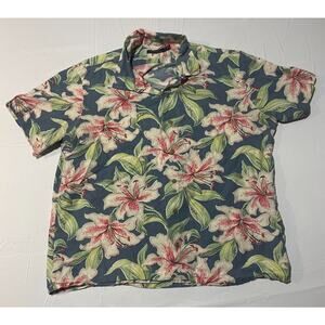 Polo Ralph Lauren Floral Linen Blend Shirt Men Size XL Loop Collar Camp